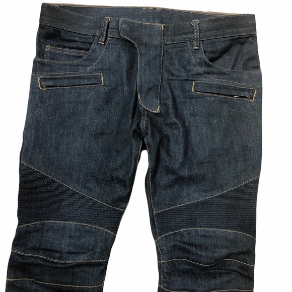 BALMAIN Men’s Moto Biker Dark Wash Jeans - Picture 16 of 16